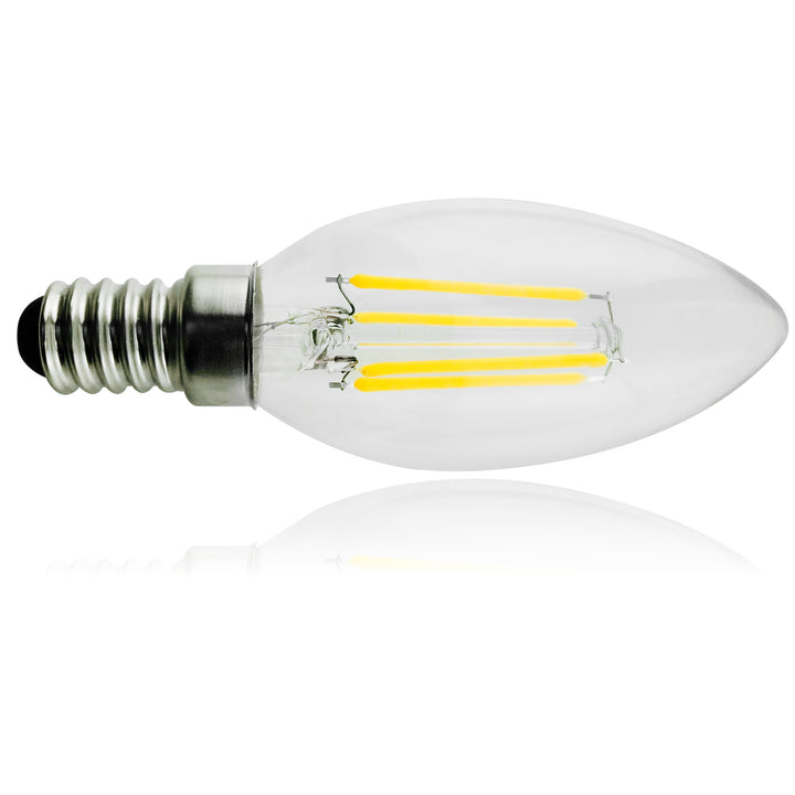 Bec cu filament LED E14, 4W 230V Maclean Energy MCE285 WW alb cald 3000K 400lm lumânare decorativă retro edison C37