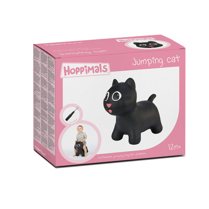 Buncăr de cauciuc pentru copii Hoppimals cu pompă - pisică neagră