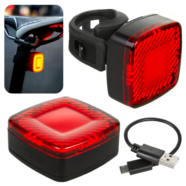 Maclean MCE355 Lumină spate pentru bicicletă Lumină spate COB Lumină LED 125 lumeni Baterie reîncărcabilă USB 3 moduri intermitente IP44 Impermeabil