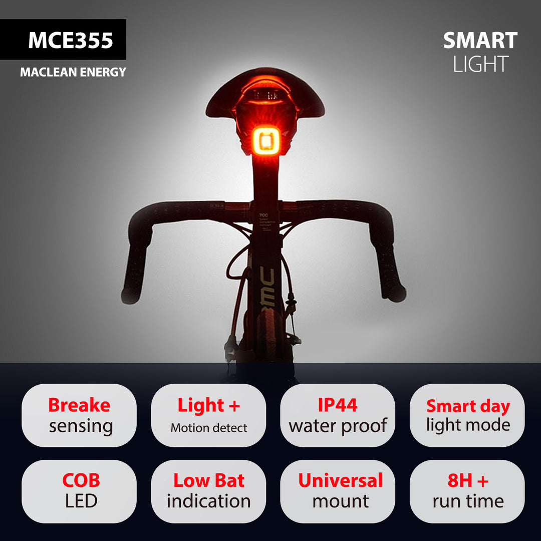 Maclean MCE355 Lumină spate pentru bicicletă Lumină spate COB Lumină LED 125 lumeni Baterie reîncărcabilă USB 3 moduri intermitente IP44 Impermeabil