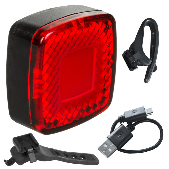 Maclean MCE355 Lumină spate pentru bicicletă Lumină spate COB Lumină LED 125 lumeni Baterie reîncărcabilă USB 3 moduri intermitente IP44 Impermeabil