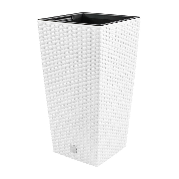Ghiveci de flori înalt cu rezervor, imitație naturală de ratan Rato Square DRTS265-S449 - alb
