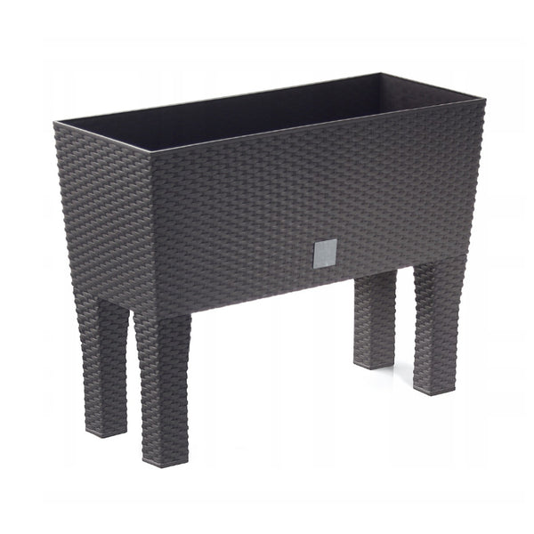 Ghiveci de plante/flori cu picioare imitație de ratan dreptunghiular Prosperplast Rato Case DRTC600H 440U maro