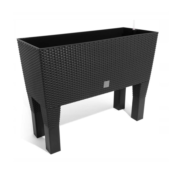 Ghiveci de plante/flori cu picioare imitație de ratan dreptunghiular Prosperplast Rato Case DRTC800H S433 antracit