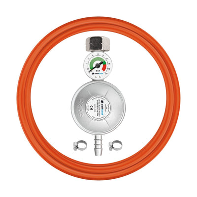 Set de conectare propan-butan cu manometru furtun de 2 m Set complet pentru aragazele cu gaz, plite, cuptoare, grătare și alte dispozitive de gaz 37 mbar