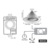 Detector de mișcare cu microunde Maclean Energy MCE323 cu nivel de lumină reglabil, durată de iluminare și sensibilitate/interval de funcționare