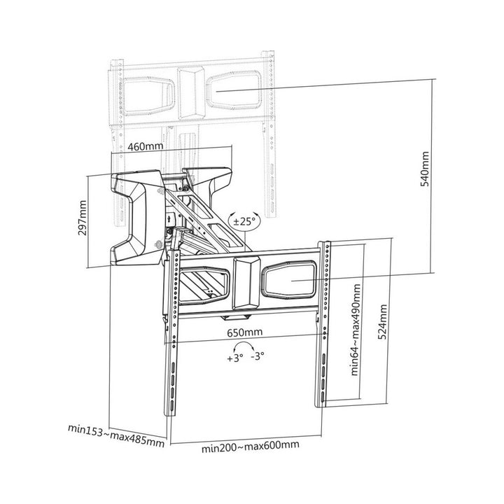 Suport TV electric cu telecomanda, 32 - 70 ", maximum 35 kg, Maclean MC-891, negru