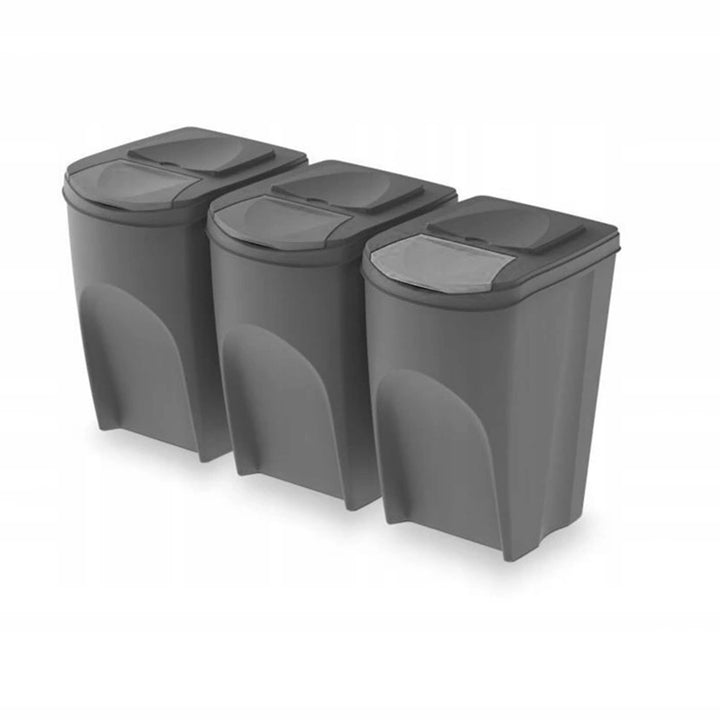 Coșuri de gunoi Sortibox 3x25L set de sortare a deșeurilor, gri