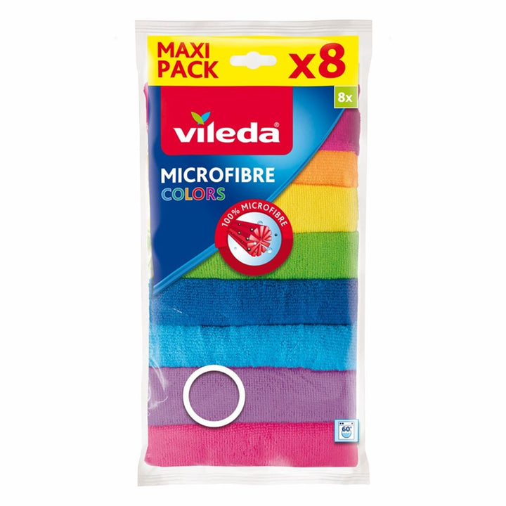 Vileda - Set de 8 cârpe din microfibră de diferite culori, 30 x 30 cm, 8 unități