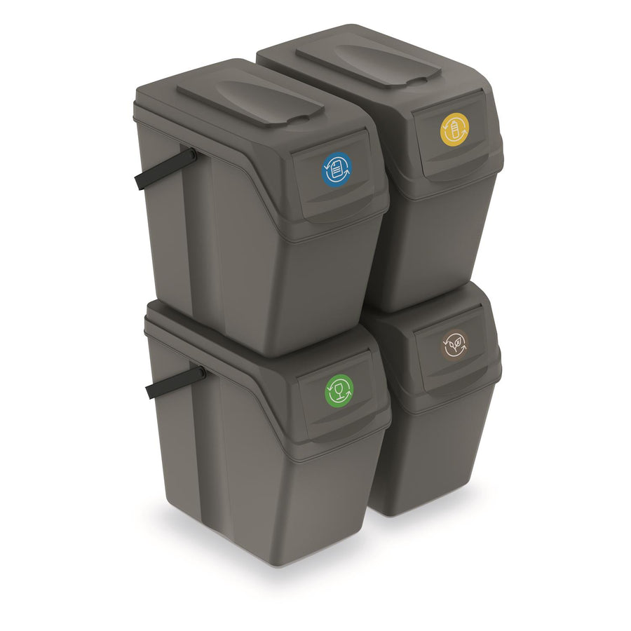 Set de coșuri de sortare a deșeurilor 4x25L Sortibox ISWB25S4 gri