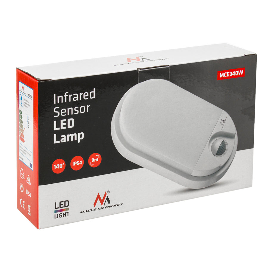 Lampă LED MCE340 cu senzor de mișcare în infraroșu - 1100lm 15W IP54, lumină naturală (4000K)