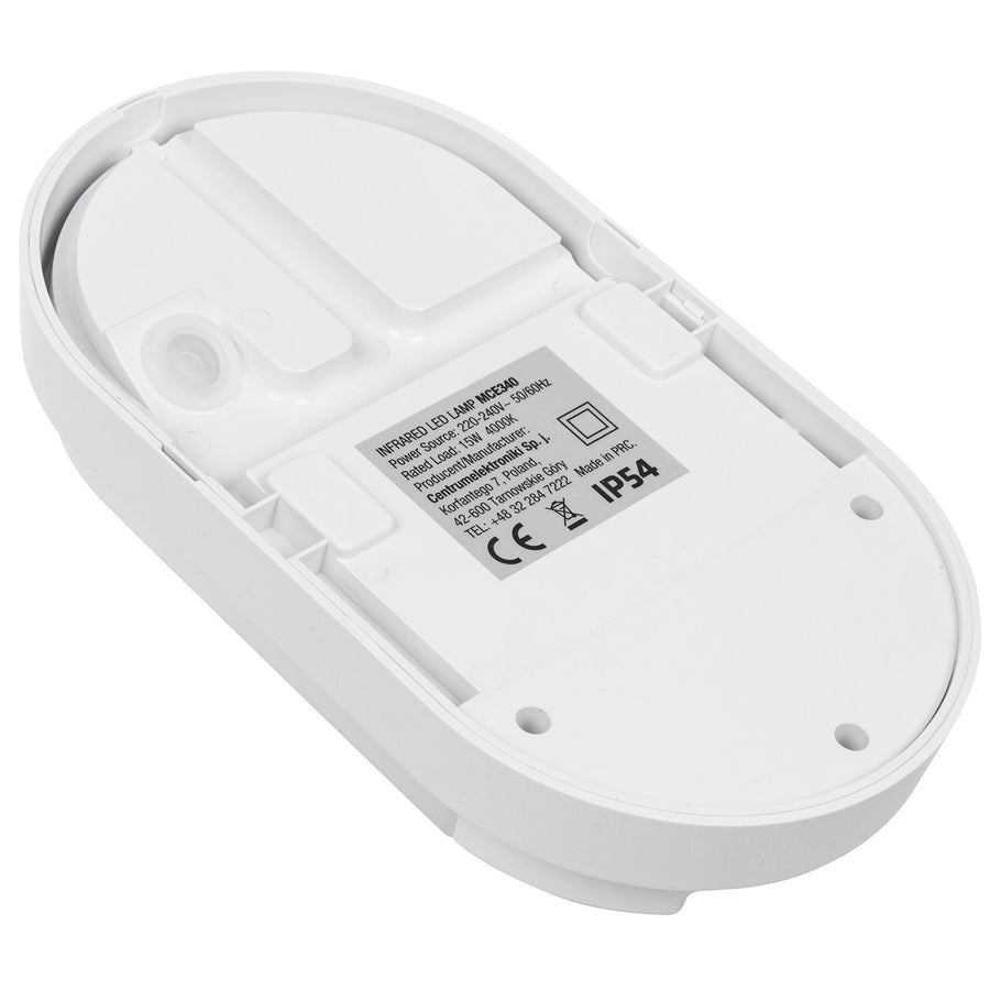 Lampă LED MCE340 cu senzor de mișcare în infraroșu - 1100lm 15W IP54, lumină naturală (4000K)