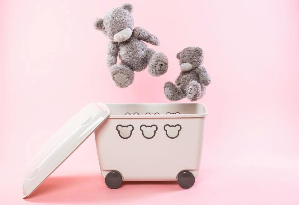 Cutie mare de depozitare Container de jucării Roți 55L Teddy Bear Doll Copii Cameră pentru copii