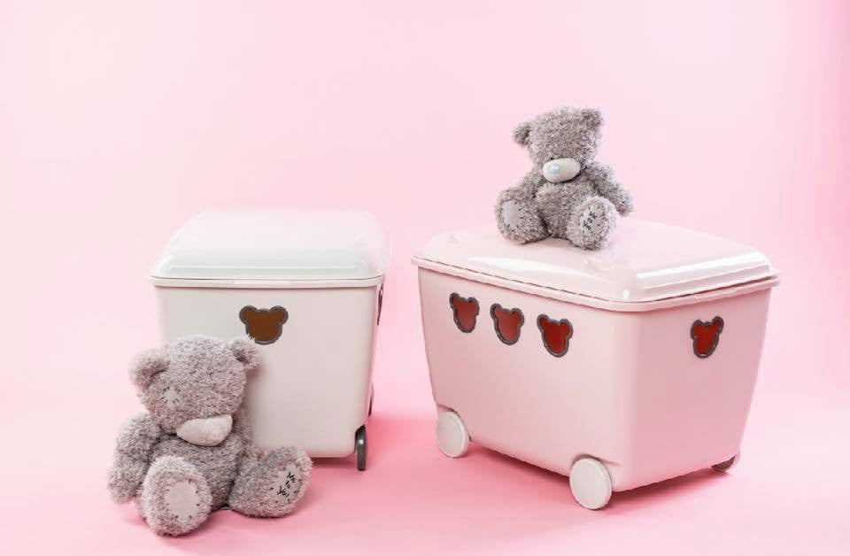 Cutie mare de depozitare Container de jucării Roți 55L Teddy Bear Doll Copii Cameră pentru copii