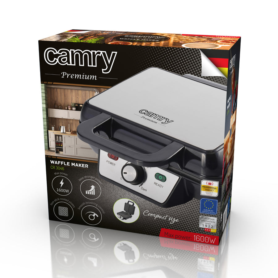 Producătorul de vafe Camry CR 3046 1600W coace 2 vafe XXL în același timp