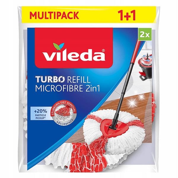 Set 2 rezerve pentru mop rotativ Turbo 2 in 1, alb-rosu
