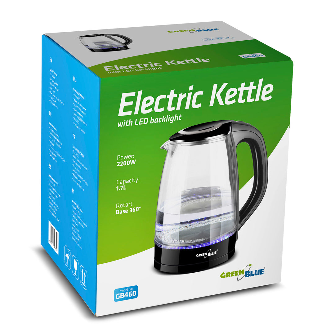 Ceainic electric GreenBlue, capacitate 1,8l, carcasă din sticlă, GB460