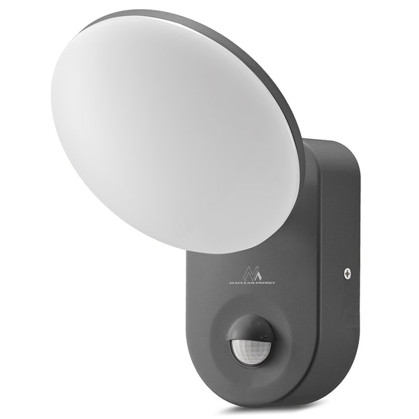 Lampă LED montată pe perete cu senzor PIR Maclean Energy MCE367 - PC+ALU, 15W (1100lm) Alb Neutru 4000K IP65 gri
