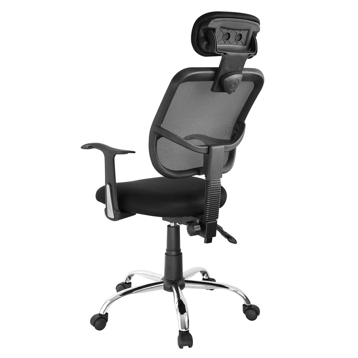 Scaun de birou ergonomic cu tetiera si suport lombar reglabil. ER-413, Negru