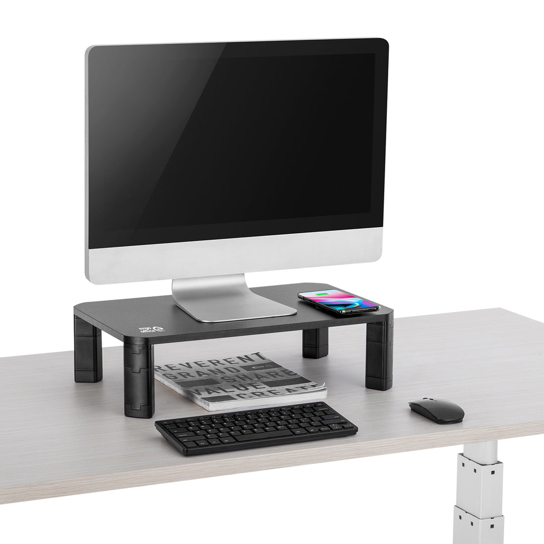 Suport pentru monitor Ergo Office, reglabil, cu încărcător wireless Qi, max. 20 kg, 17-32", ER-415