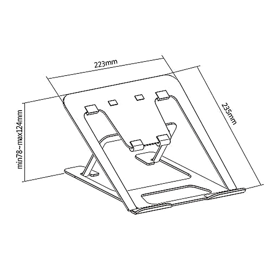 Suport de laptop pliabil ultra-subțire  ERGOOFFICE.EU, negru, potrivit pentru laptopuri de 11-15'', ER-416 B