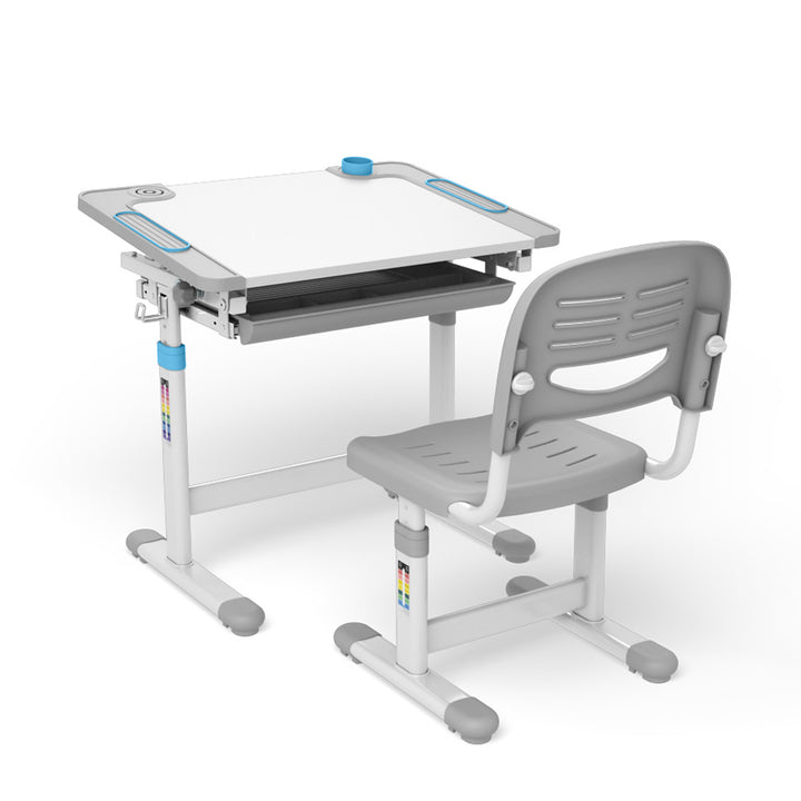 Birou ergonomic cu reglare manuală a înălțimii și scaun Ergo Office, albastru, max. 75 kg, ER-418