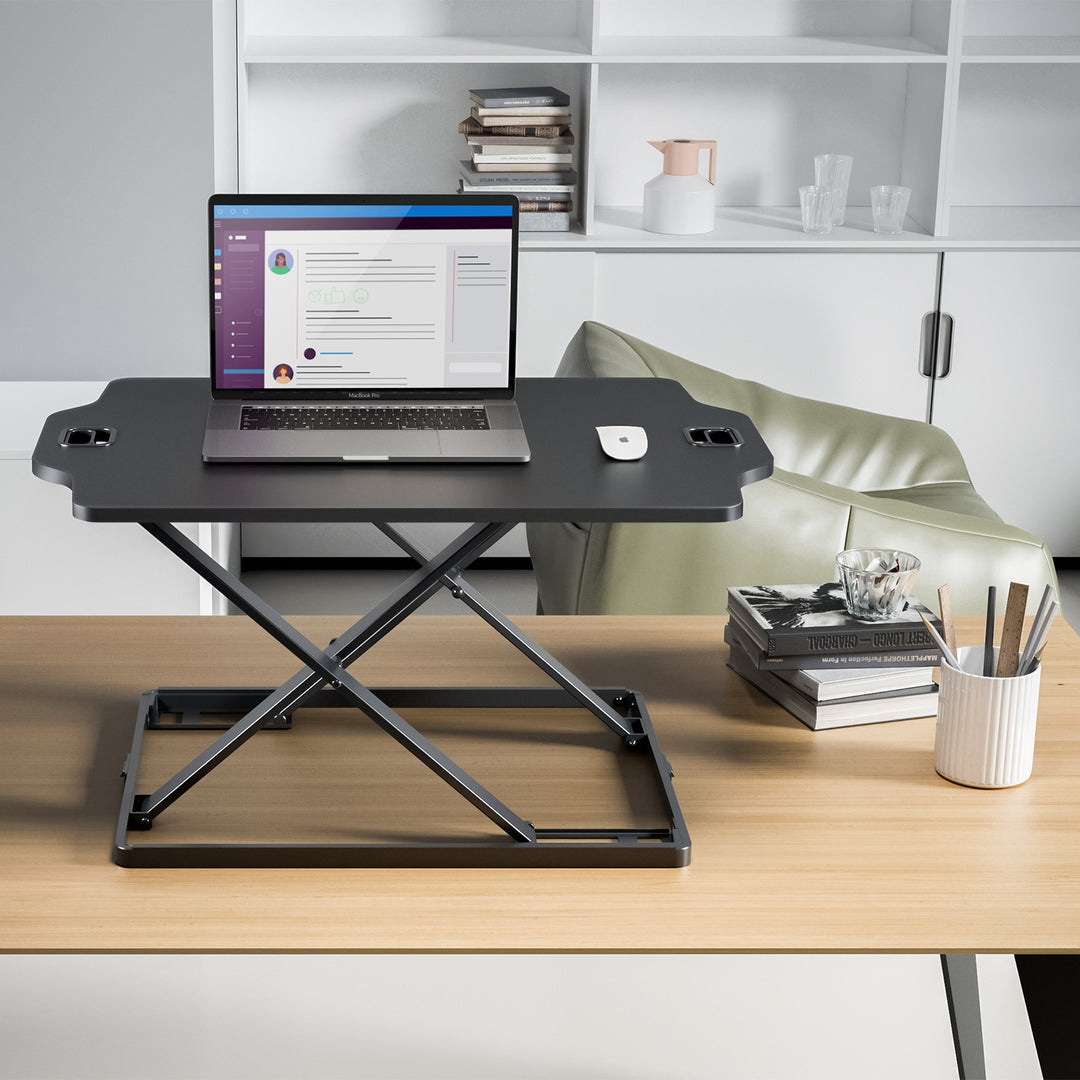 Convertor de birou ultra-subțire Ergo Office sit/stand, negru, cu arc cu gaz, max. 10 kg, ER-419