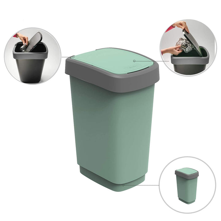 Coș de gunoi basculant Rotho Twist ECO 25L verde