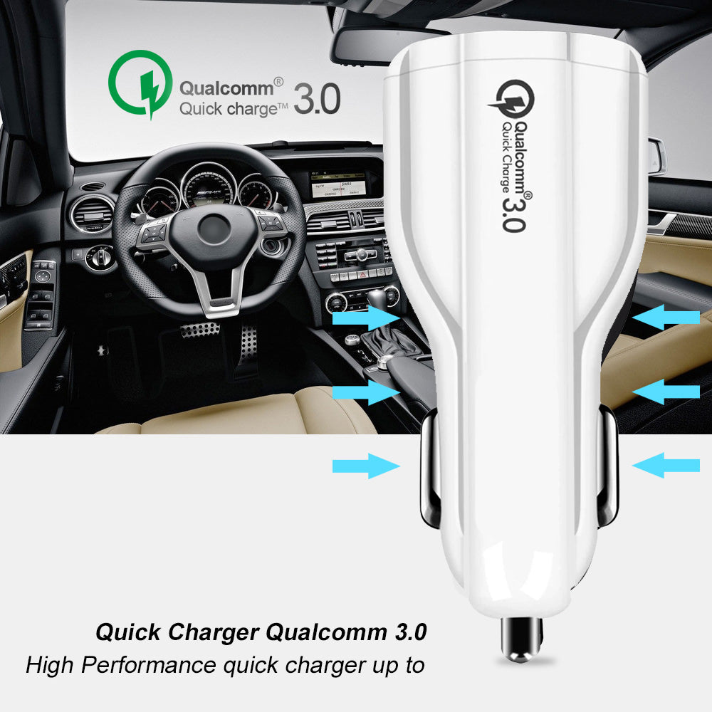 Încărcător auto QC 3.0 Maclean Energy MCE478 W - alb Qualcomm Quick Charge QC 3.0 - 5V / 3A, 9V / 1.8A, 12V / 1.6A și priză 5V / 3.1A