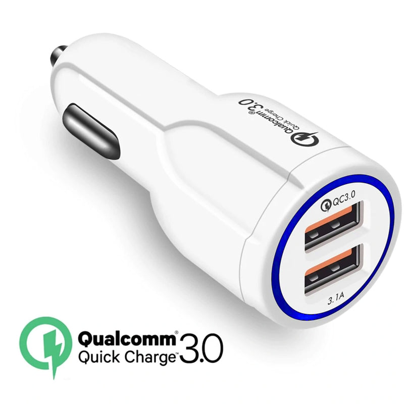 Încărcător auto QC 3.0 Maclean Energy MCE478 W - alb Qualcomm Quick Charge QC 3.0 - 5V / 3A, 9V / 1.8A, 12V / 1.6A și priză 5V / 3.1A