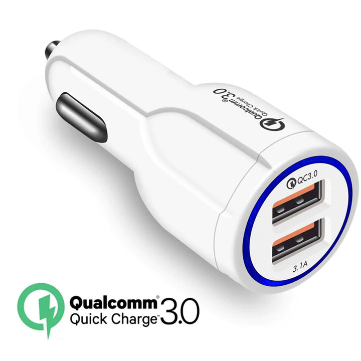 Încărcător auto QC 3.0 Maclean Energy MCE478 W - alb Qualcomm Quick Charge QC 3.0 - 5V / 3A, 9V / 1.8A, 12V / 1.6A și priză 5V / 3.1A