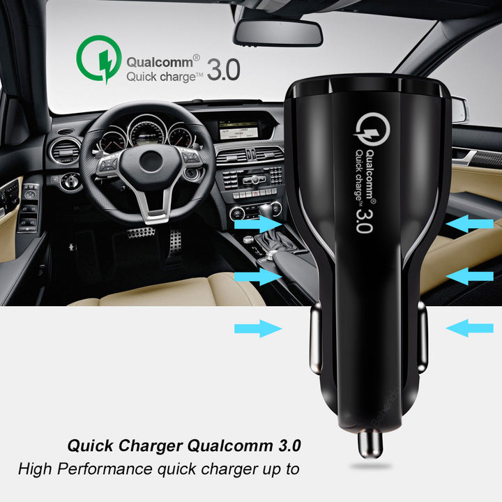 Încărcător auto QC 3.0 Maclean Energy MCE478 B - negru Qualcomm Quick Charge QC 3.0 - 5V / 3A, 9V / 1.8A, 12V / 1.6A și priză 5V / 3.1A