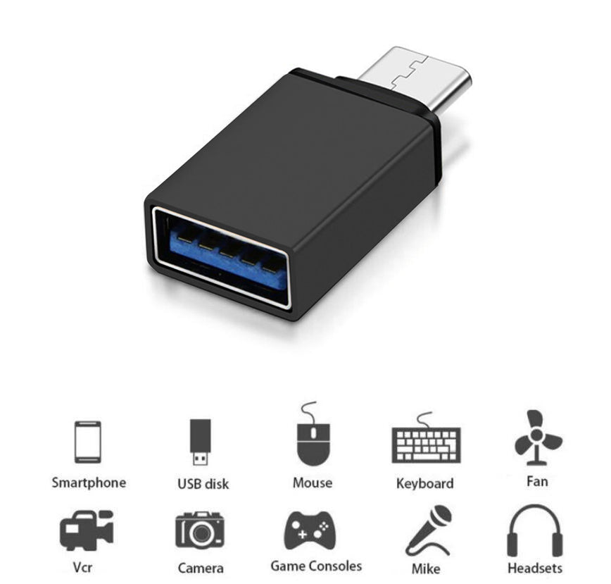 Adaptor OTG de la USB A la USB C Maclean Energy MCE470 negru