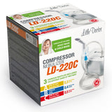 Little Doctor LD-220C Inhalator pentru copii și adulți, terapie cu aerosoli, nebulizator, compresor de inhalare, 55 dB, alb