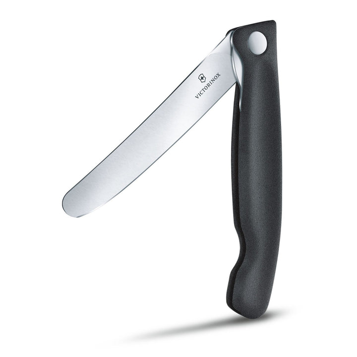 Cuțit de bucătărie pliant 11 cm lama netedă Victorinox negru