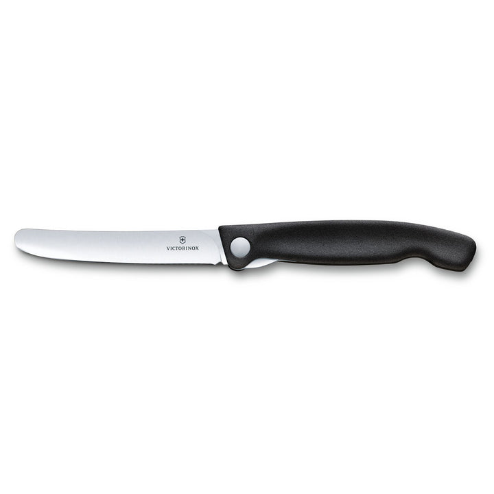 Cuțit de bucătărie pliant 11 cm lama netedă Victorinox negru