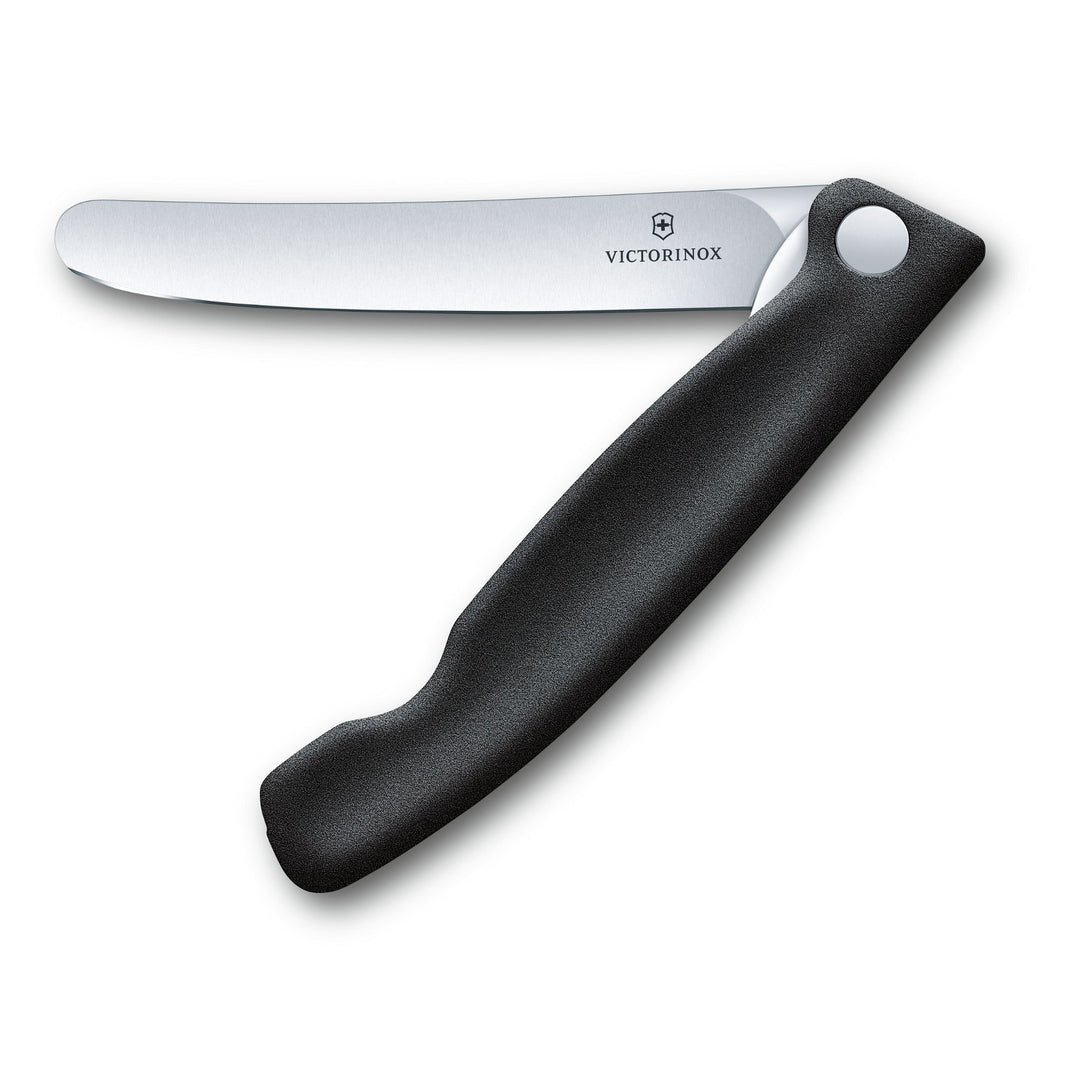 Cuțit de bucătărie pliant 11 cm lama netedă Victorinox negru