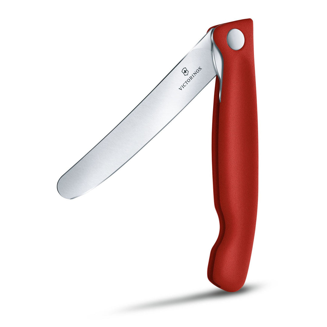 Cuțit de bucătărie pliant 11cm lama netedă Victorinox roșu