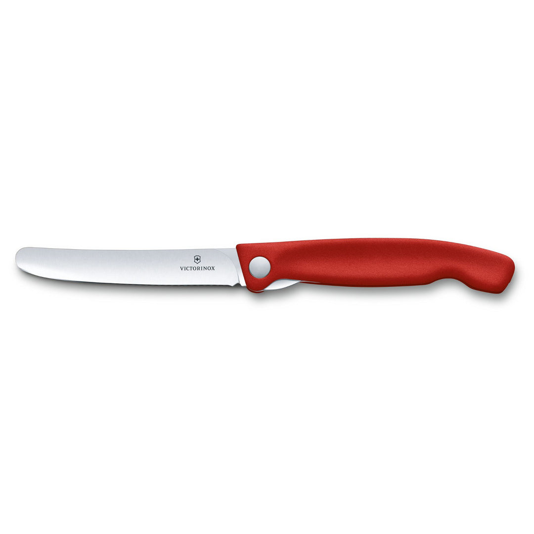 Cuțit de bucătărie pliant 11cm lama netedă Victorinox roșu