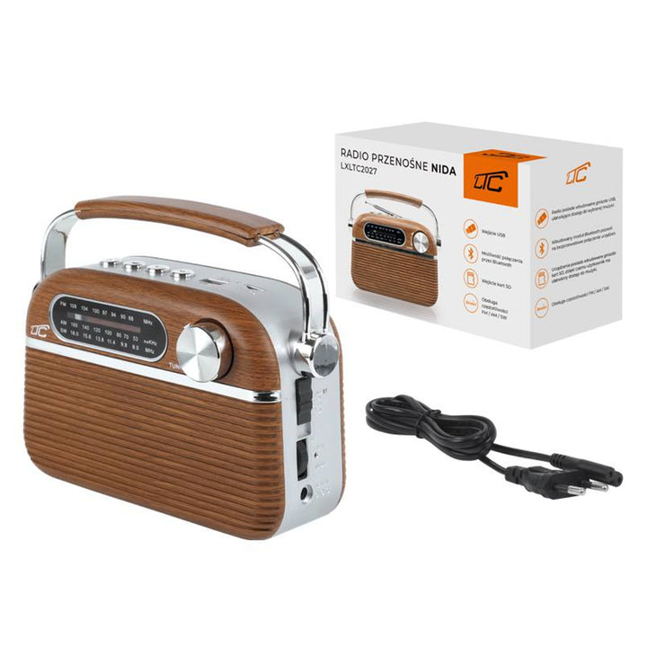 RADIO PORTATIL RETRO LTC NIDA BLUETOOTH, AM / FM / MP3 / USB / SD BATERIE INTEGRATĂ 1200 MAH