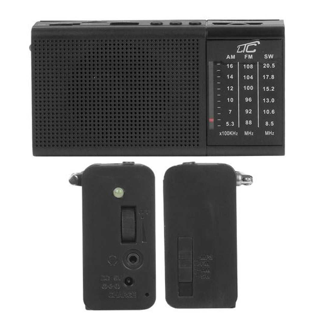 Radio portabil ltc rega cu usb, tf, aux, mini torchă led și baterie bl-5c, negru