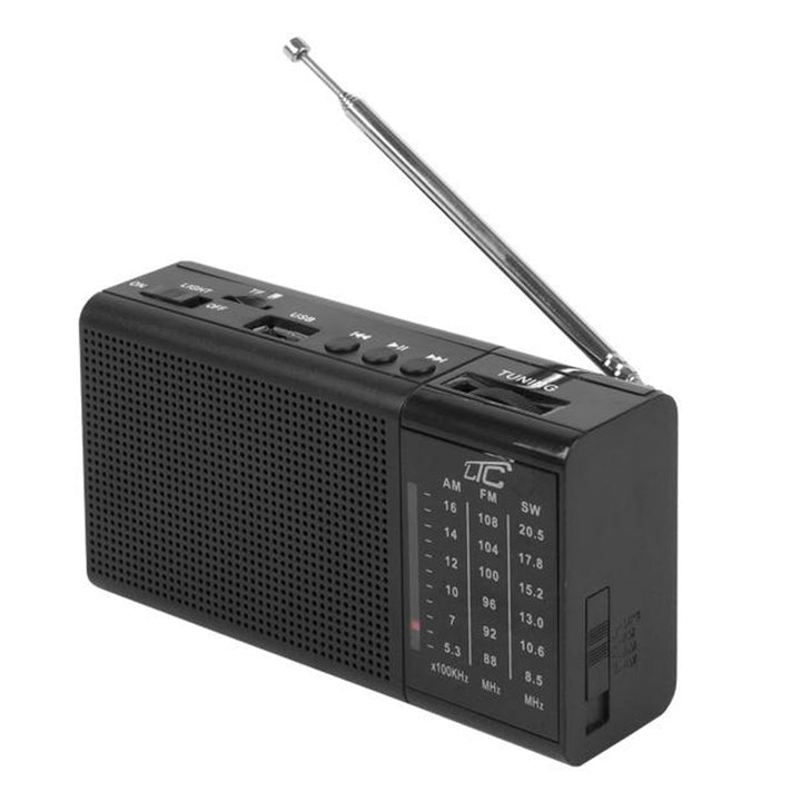 Radio portabil ltc rega cu usb, tf, aux, mini torchă led și baterie bl-5c, negru