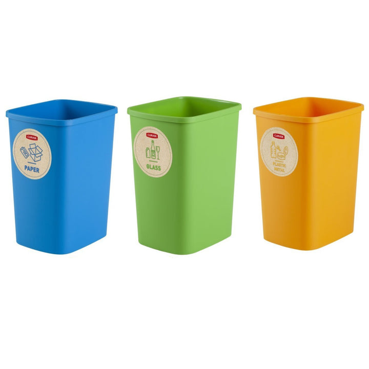 Set coș de sortare Curver ECO Friendly 3x10L cu etichete