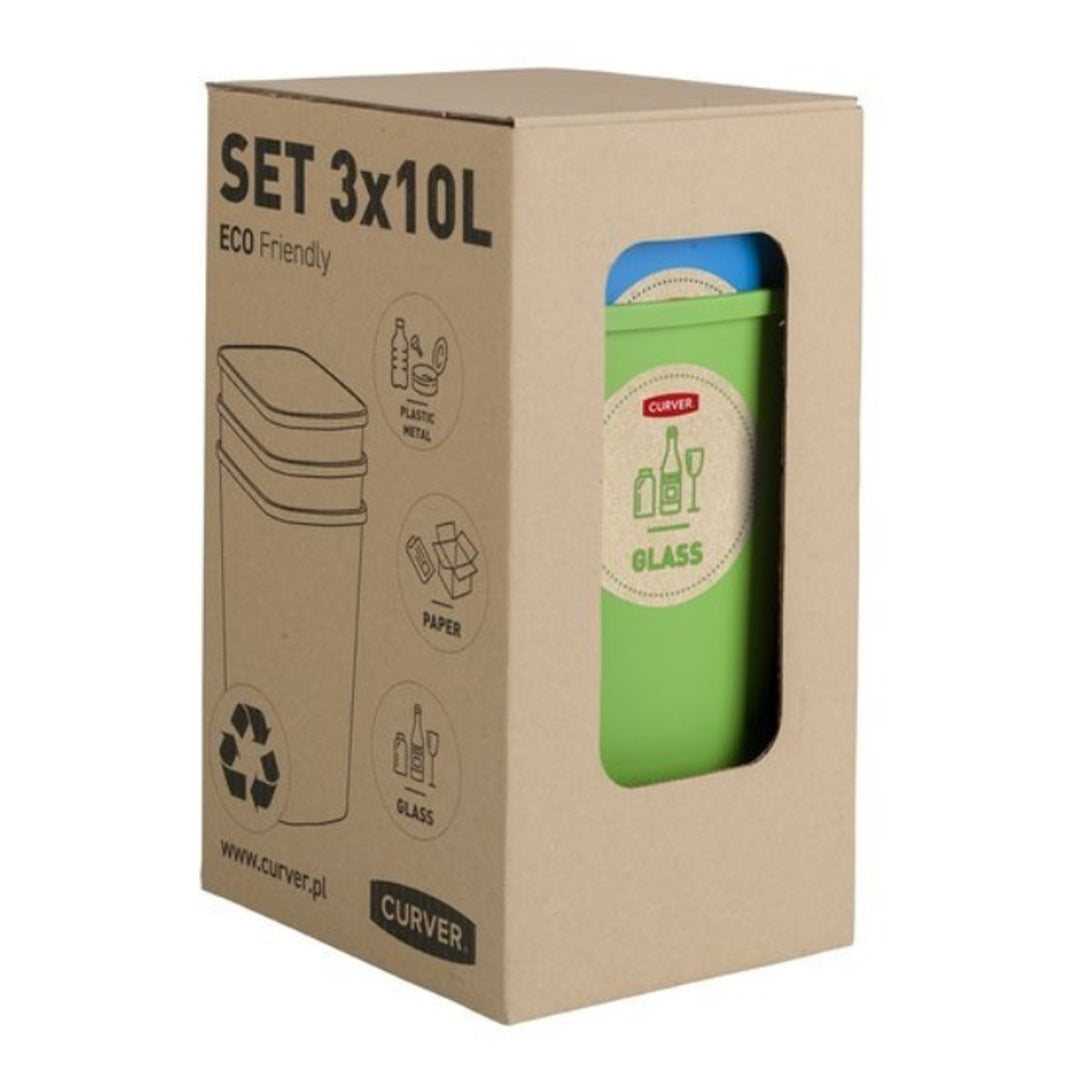 Set coș de sortare Curver ECO Friendly 3x10L cu etichete