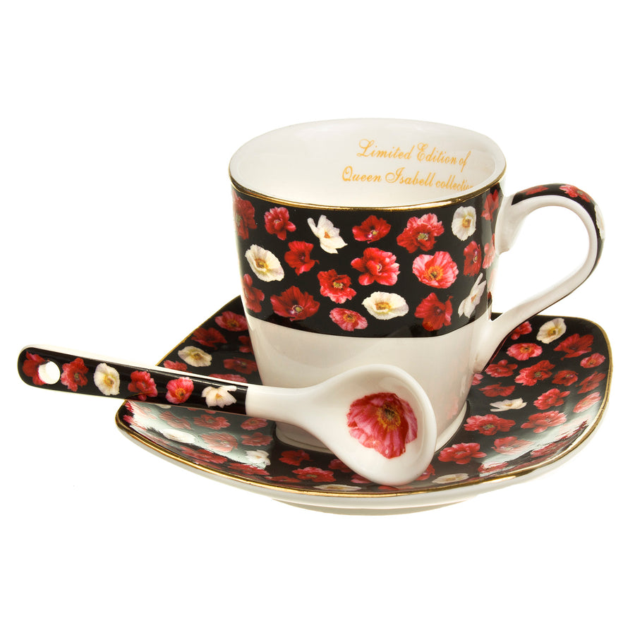Set de cești de espresso din porțelan Queen Isabell cu farfurie