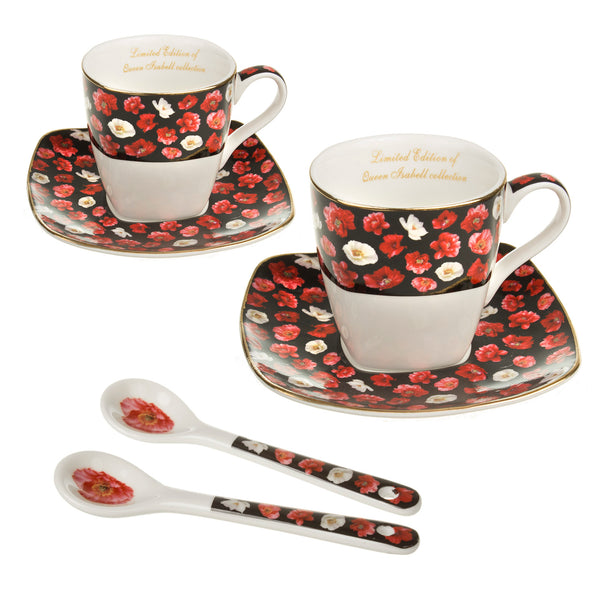 Set de cești de espresso din porțelan Queen Isabell cu farfurie