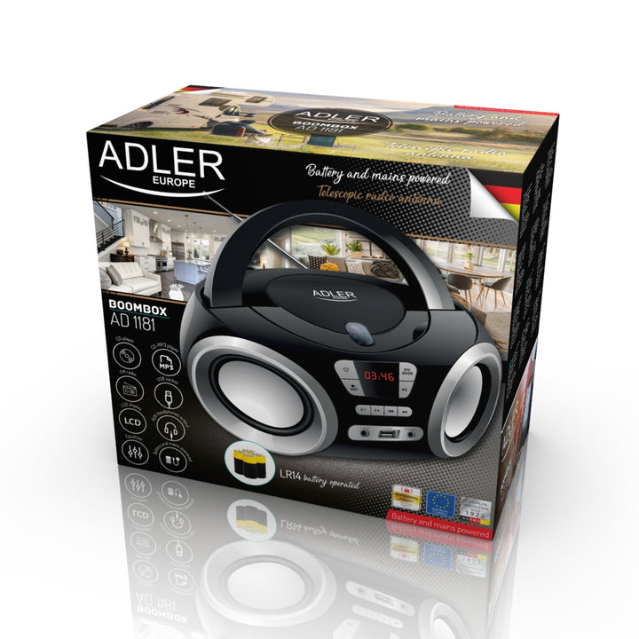 Boombox CD-MP3, USB, radio Adler AD 1181