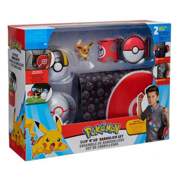 Set Pokemon Clip &#39;N&#39; Go Bandolier cu figura Eevee Series 1