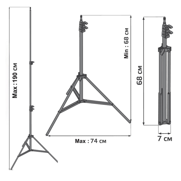 Trepied pentru lampa cu inel LED 12 "Maclean MC-163, înălțime maximă 190 cm, sarcină maximă 3 kg