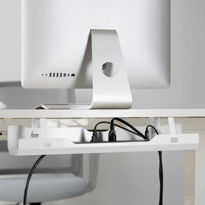 Organizator birou, Ergo Office ER-431 W, 60 cm, alb, ideal pentru depozitarea cablurilor
